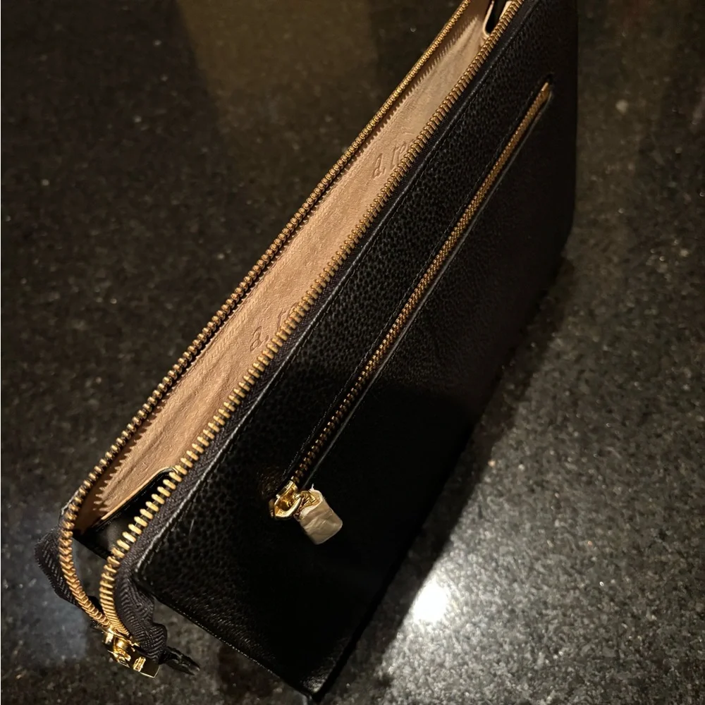 Black Leather Men's Clutch by A. Testoni